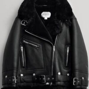 Arrivals Moya V Black Shearling Jacket
